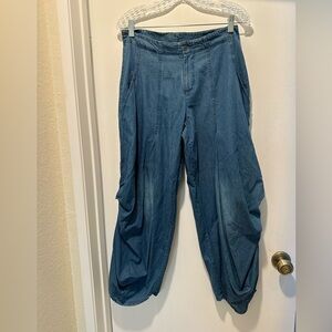 Nicobar Weekend Trouser in Mid Blue 100% Cotton Denim Size 10